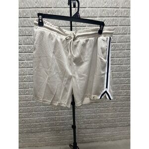 No Boundaries Mens Mesh Athletic Shorts Papyrus Beige Side Stripe 6in Inseam L